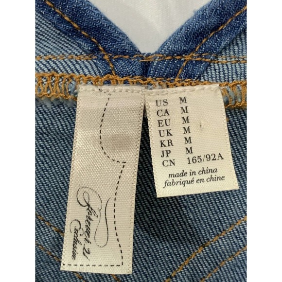 Denim Overall Top Tulle Sheer Y2K Long Sheer Front Hi Low Forever 21 Exclusive M - Picture 3 of 8